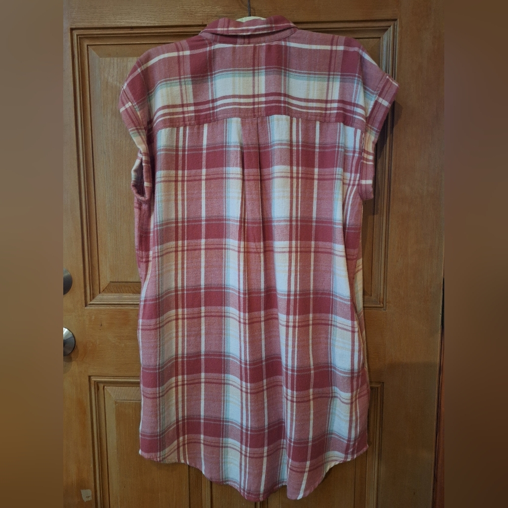 Off Red Plaid Button-Up Dress By True Craft XL - Picture 4 of 4